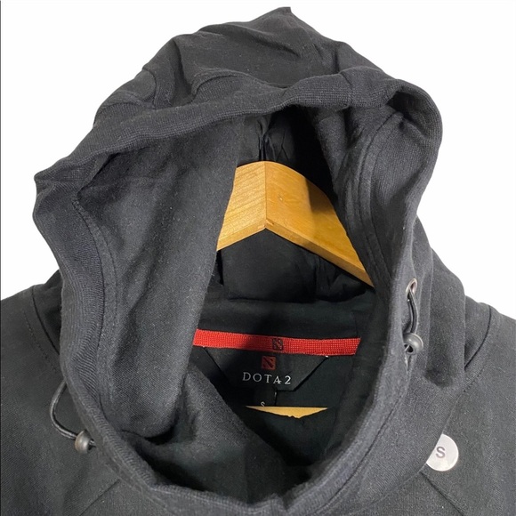 DOTA 2 Black Cowl Neck Hoodie Sweater Long Raglan Sleeves Thumb Holes Small - Picture 8 of 14